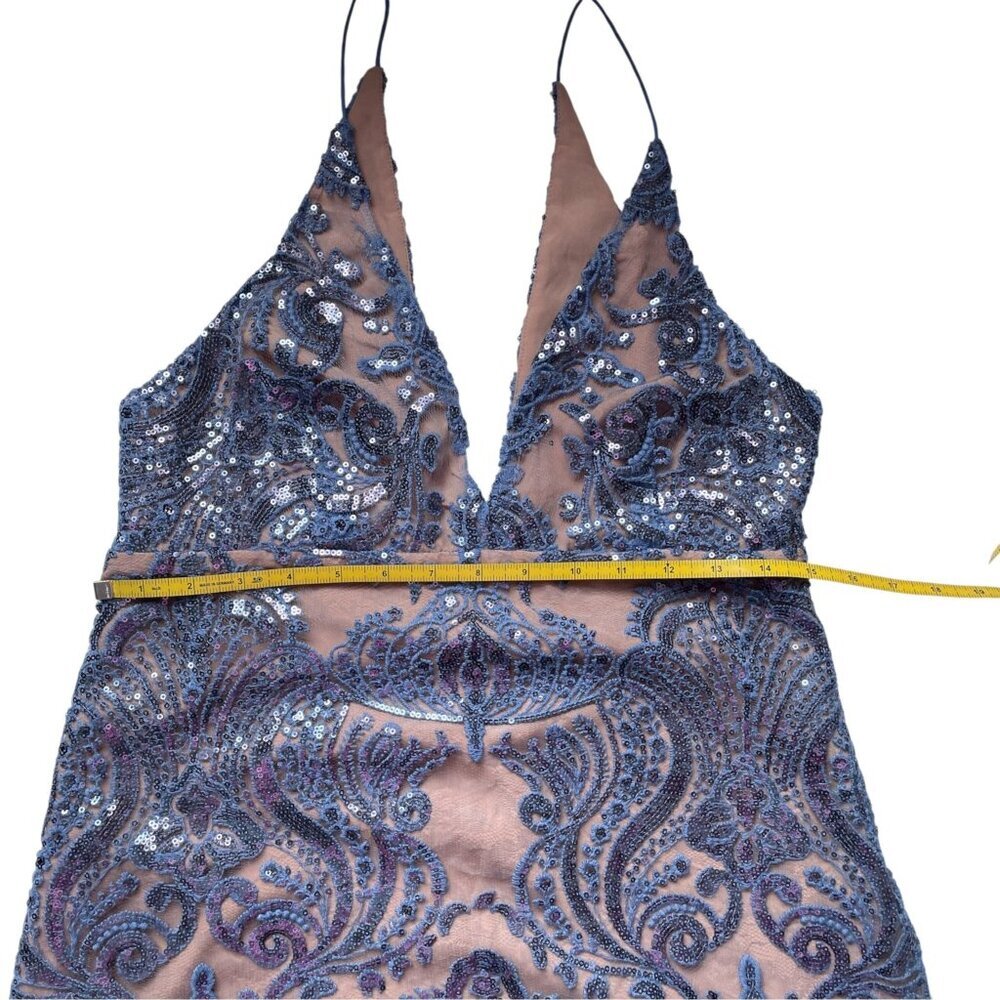 NWT Free People Night Shimmers Mini Dress Blue Sequin SZ 10 - Picture 12 of 13